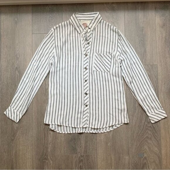 Anthropologie Ash and Ember Boyfriend Button Down Shirt Striped Long Sleeve XS - Picture 2 of 16